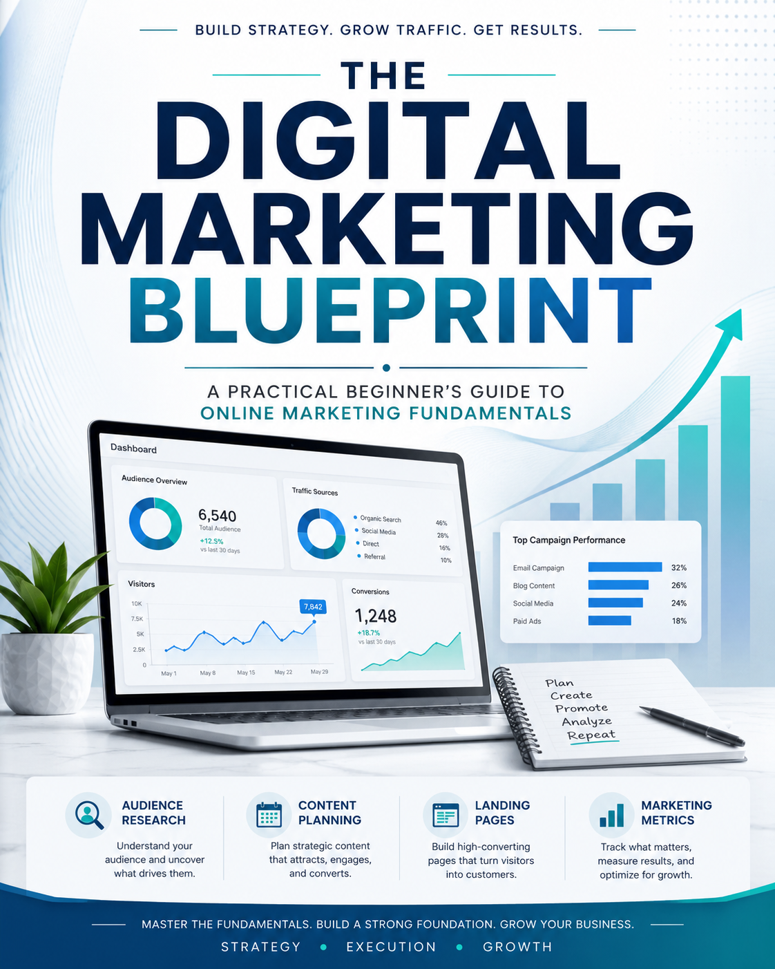 The Digital Marketing Blueprint ebook interior and cover design